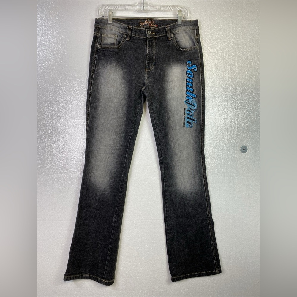 Southpole Jeans  Faded Black Boot Cut Embroidered distressed Y2K HipHop size 13